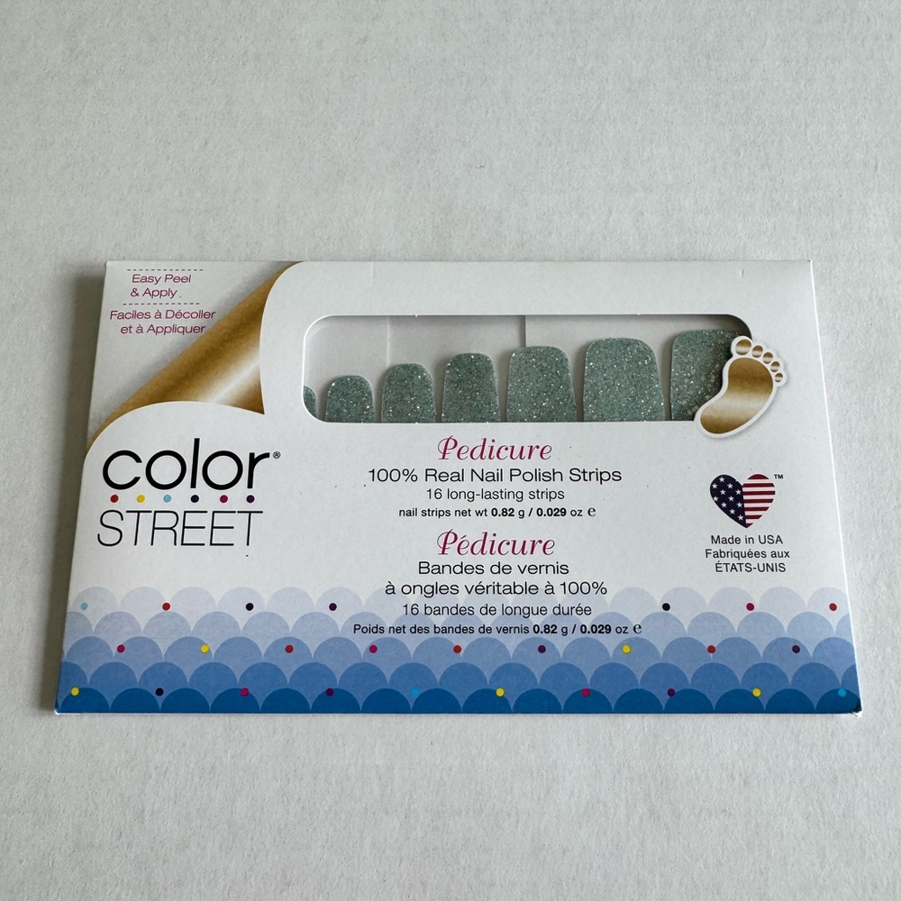 *Retired* Color Street: Deep Ocean (Pedicure) | Light Blue Glitter Winter Silver - Picture 3 of 8